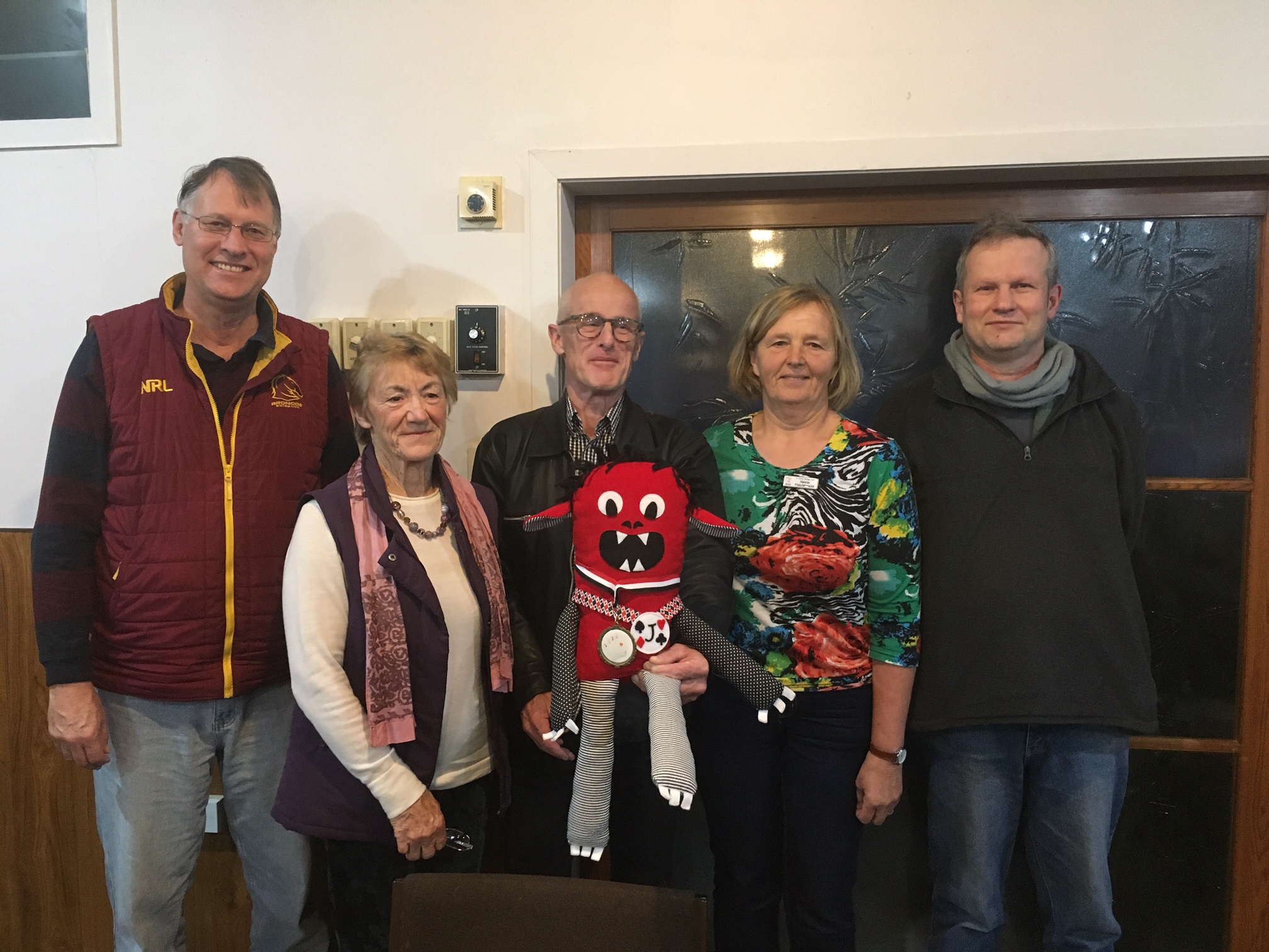 The winning team...from left Peter Daffurn, Jan Baker, Peter Tait-Jamieson, Hanna Frischknecht and Malcolm Kirkby .... absent Pamela Clydesdale, June Zhu and Shirley Townsend